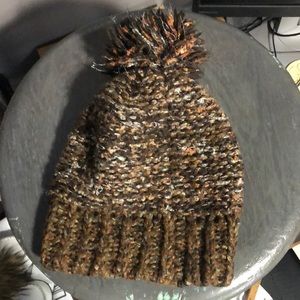 Girls toque hat pompon knit glitter